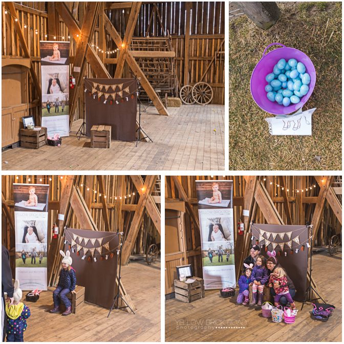 Yellow Brick Road Photography's Easter Photo Booth set up at Steckle Farm Kitchener