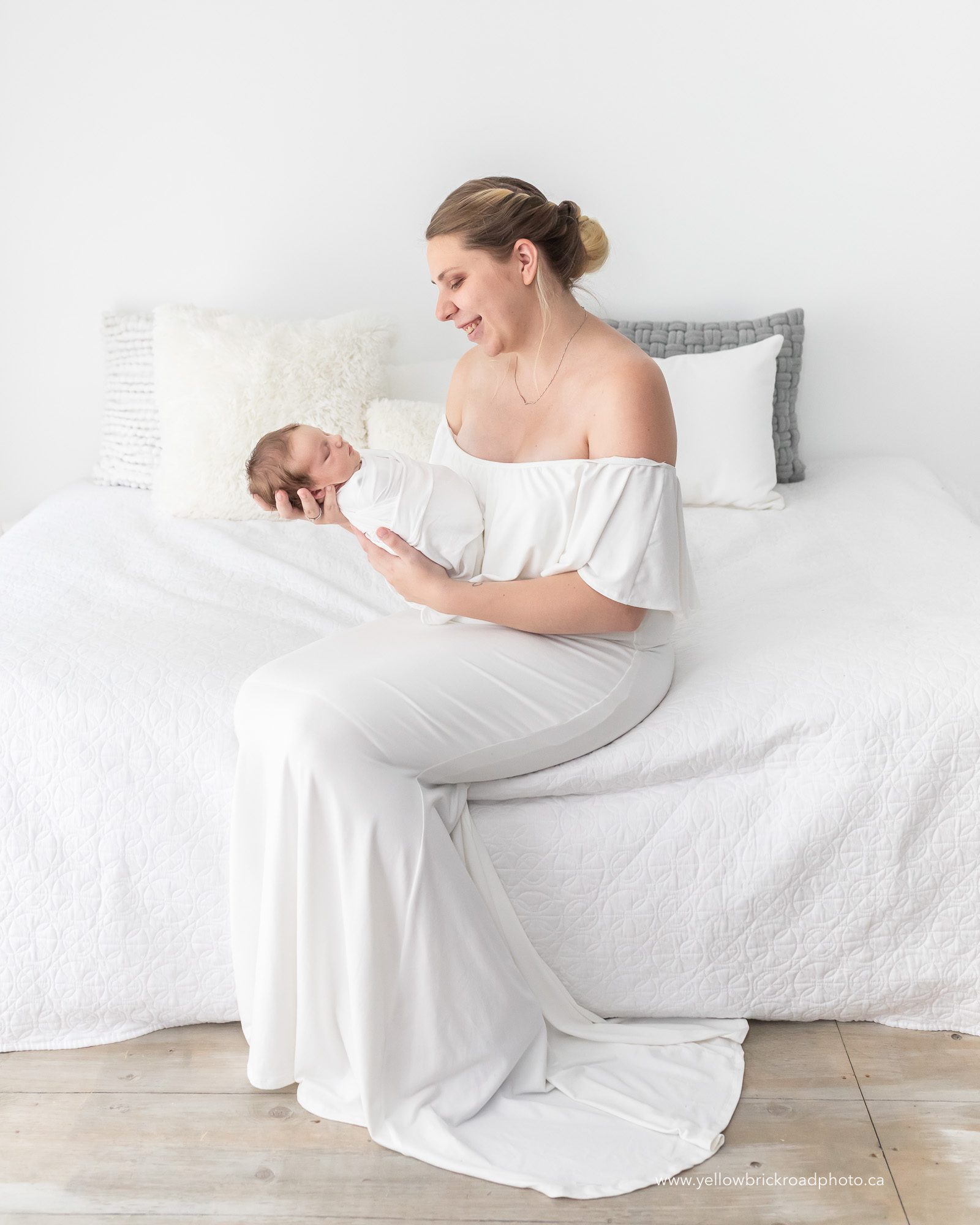 mom and new baby in studio